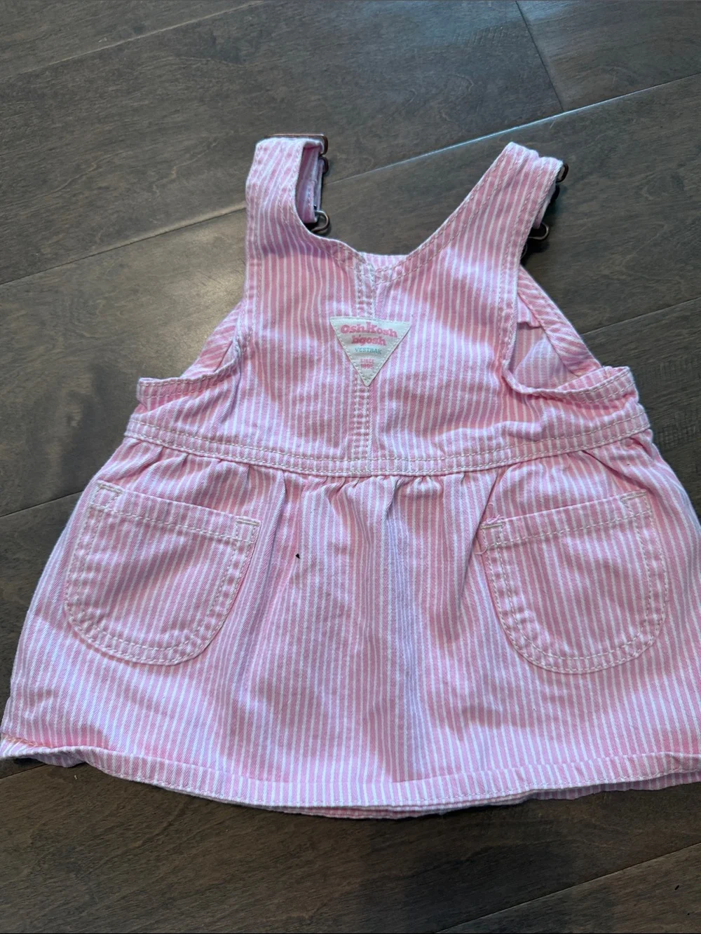 OshKosh B'gosh Pink White Striped Girl's Overall Skirt